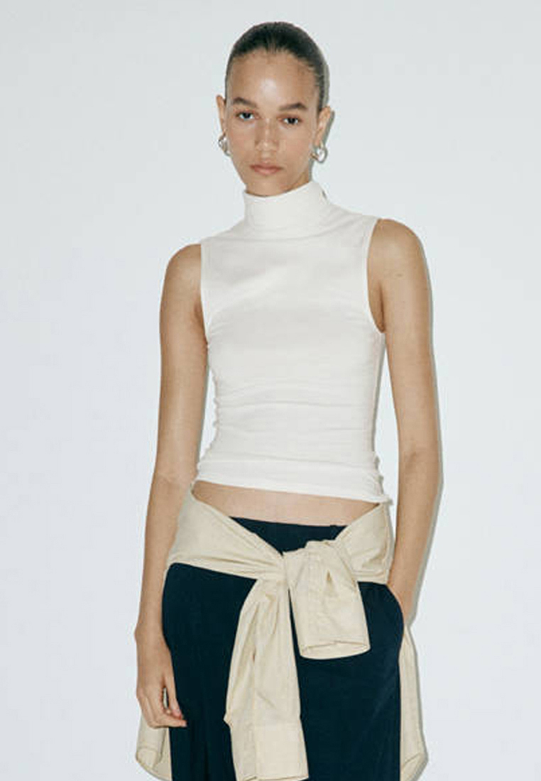 Mango Sleeveless Turtleneck Top