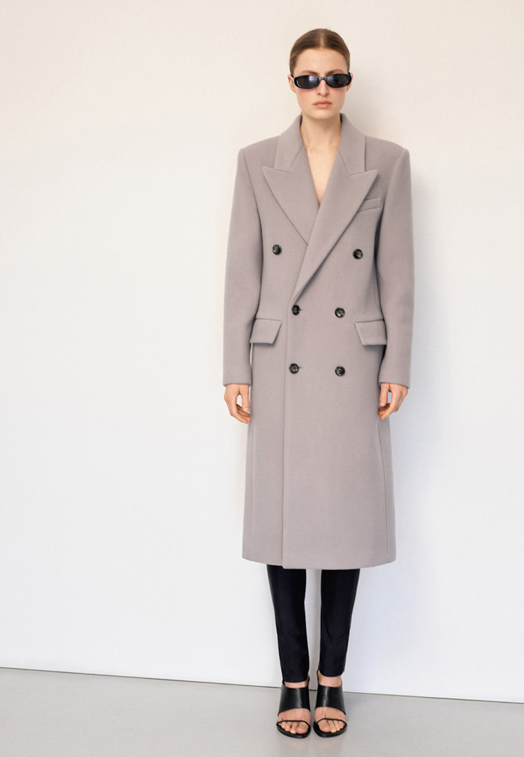 Mango Double-Breasted Wool Coat