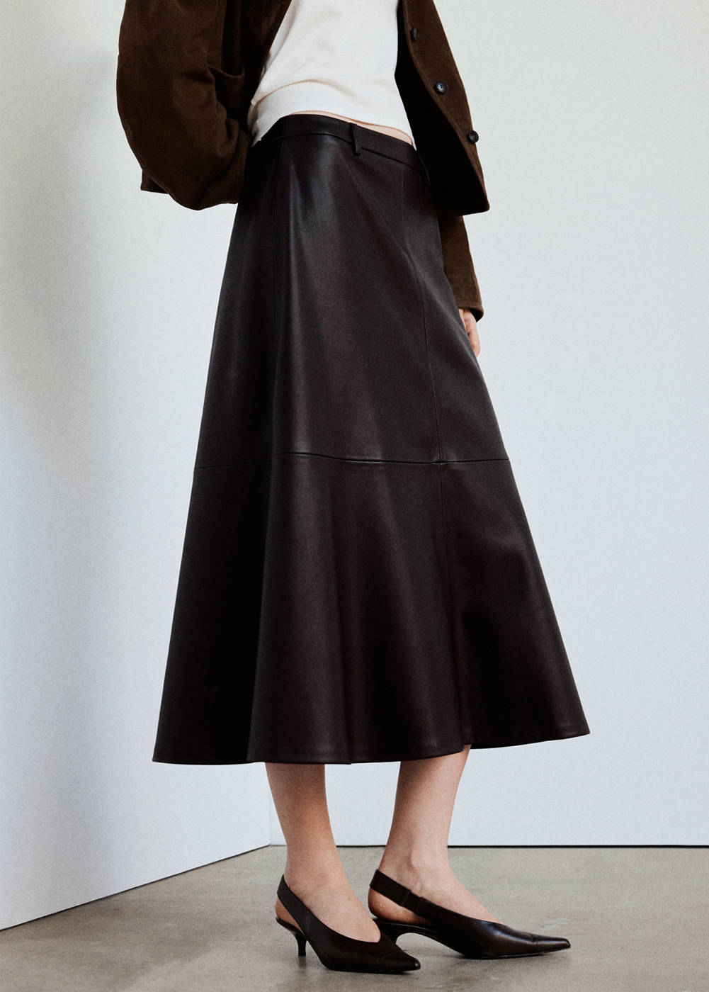 Mango Rok efek kulit model A-line