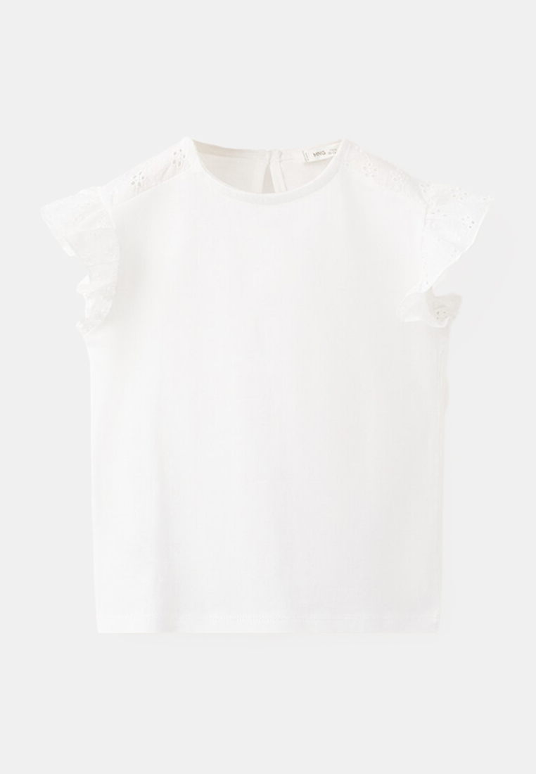 MANGO BABY Ruffle Top with Embroidered Details