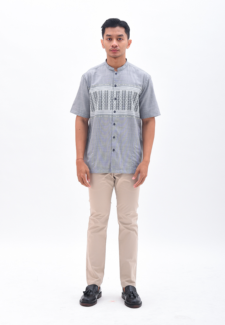 MANZONE Kemeja Koko Lengan Pendek AFSHAR - GREY Ukuran S