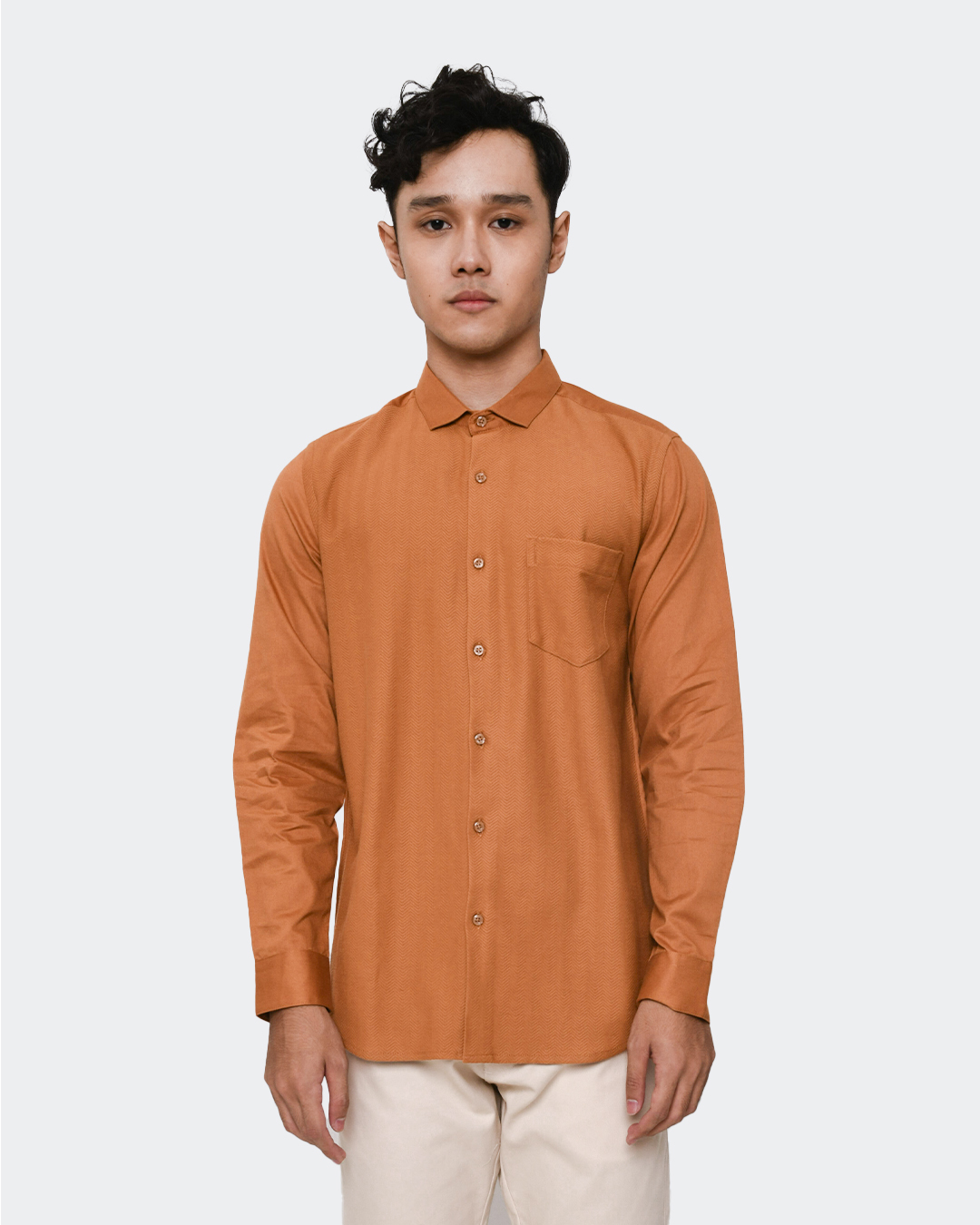 MANZONE Kemeja pria lengan panjang CAESAR 04-MUSTARD