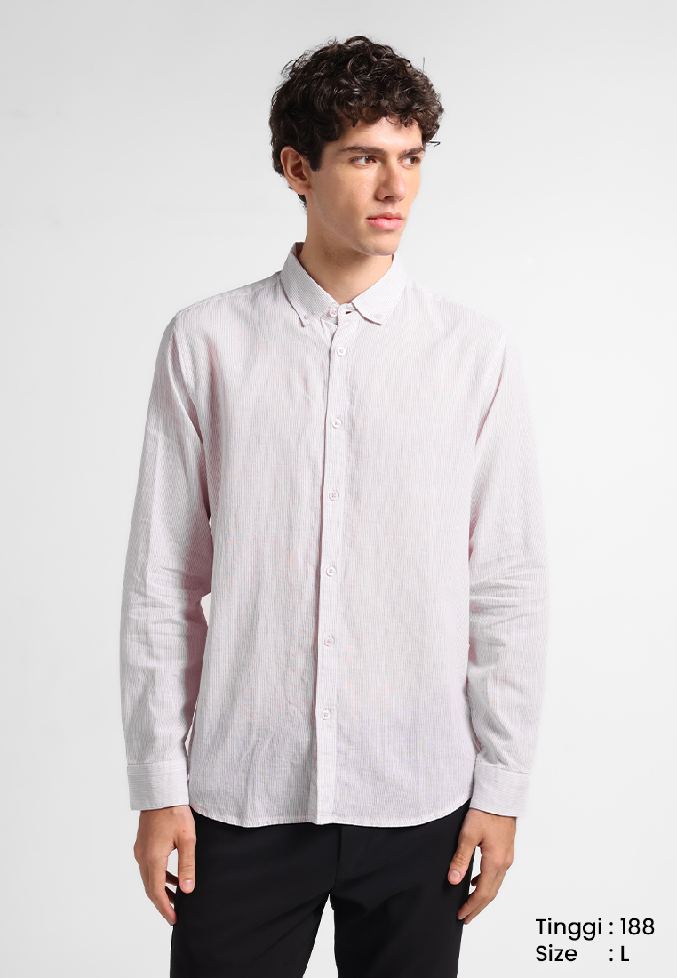 MANZONE - Kemeja Lengan Panjang Pria Fury 04 Modern Fit - Light Pink Warna Pink_Light