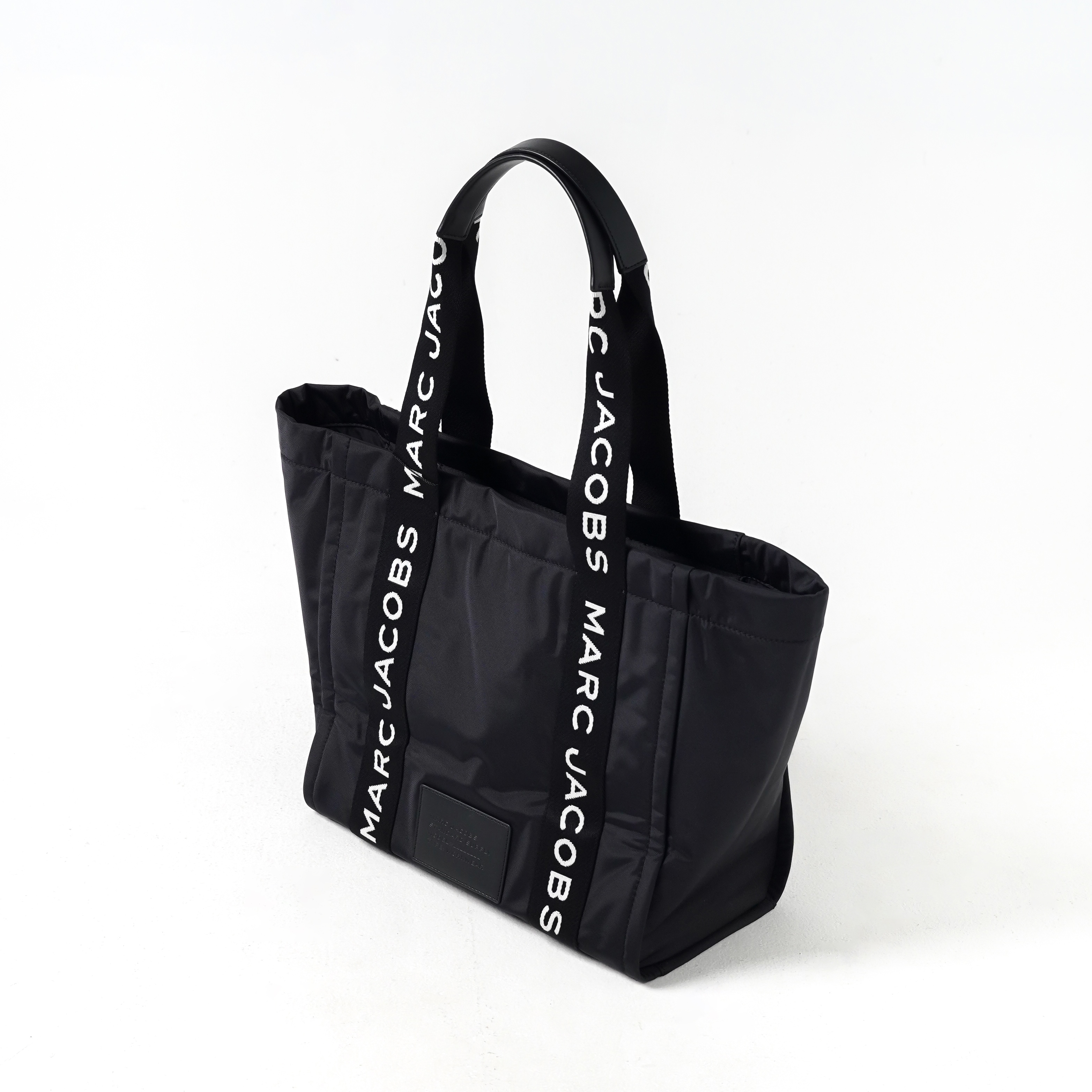 Marc Jacobs Tas MARC JACOBS TEXT STRAP WHITE BLACK NYLON TOTE BAG MEDIUM 100% ORIGINAL