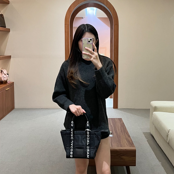 Marc Jacobs Tas MARC JACOBS TEXT STRAP WHITE BLACK NYLON TOTE BAG WITH LS SMALL 100% ORIGINAL