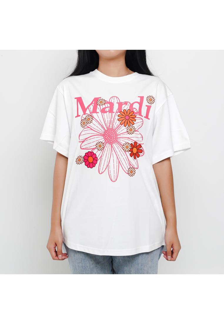 Mardi Mercredi Kaos MARDI MERCREDI FLORAL PINK FUSCHIA WHITE TSHIRT REGULAR 100% ORIGINAL
