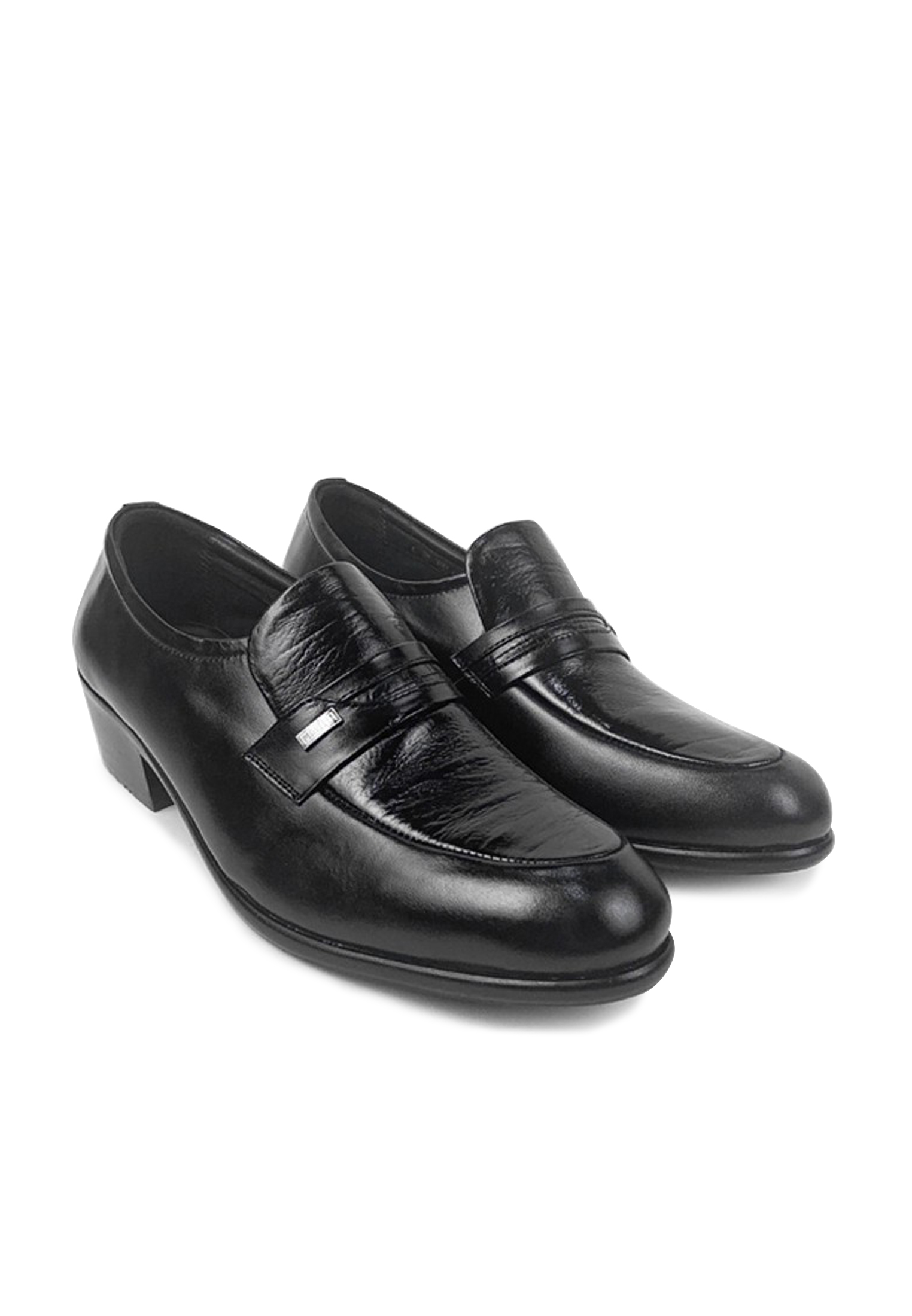 Marelli Claus Sepatu Pantofel Pria Formal Kantor Kulit Asli tinggi hak 5 cm - Black