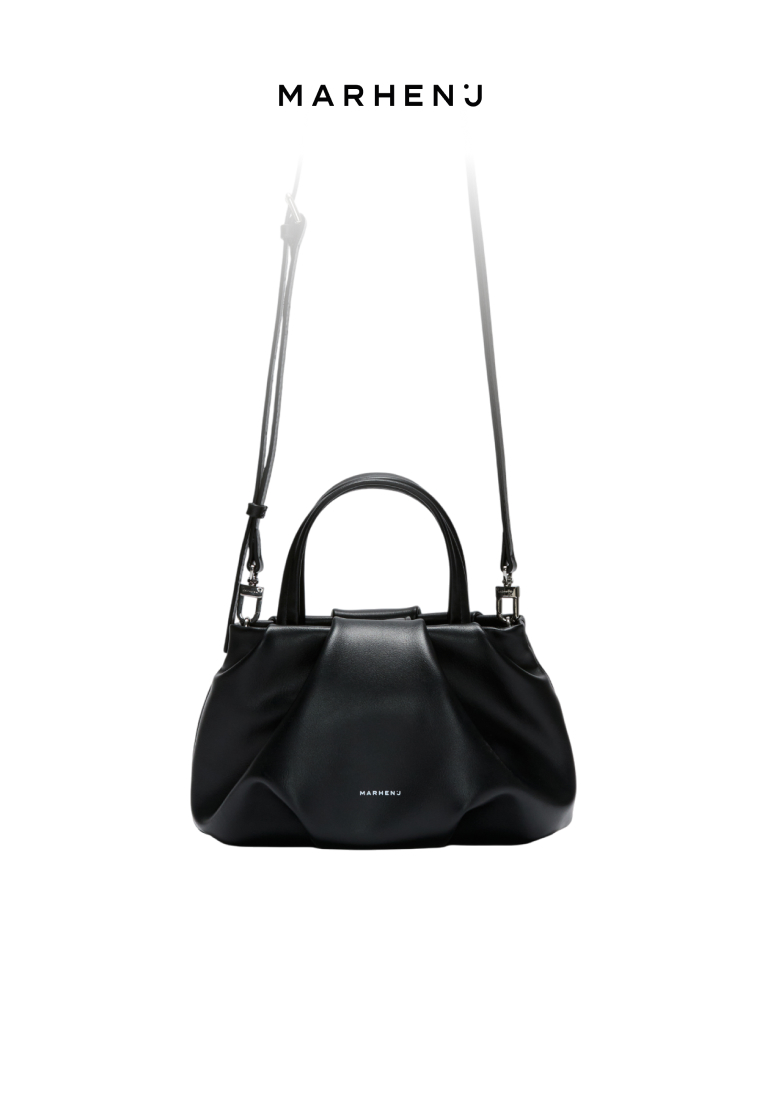 MARHEN J PUFF Vegan Leather Shoulder Crossbody Bag Black