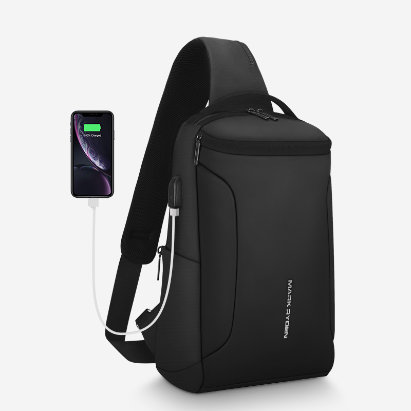 Mark Ryden MR7069 Tas Selempang Pria WaistBag Pria Sling Bag Pria Crossbody Bag USB - BLACK