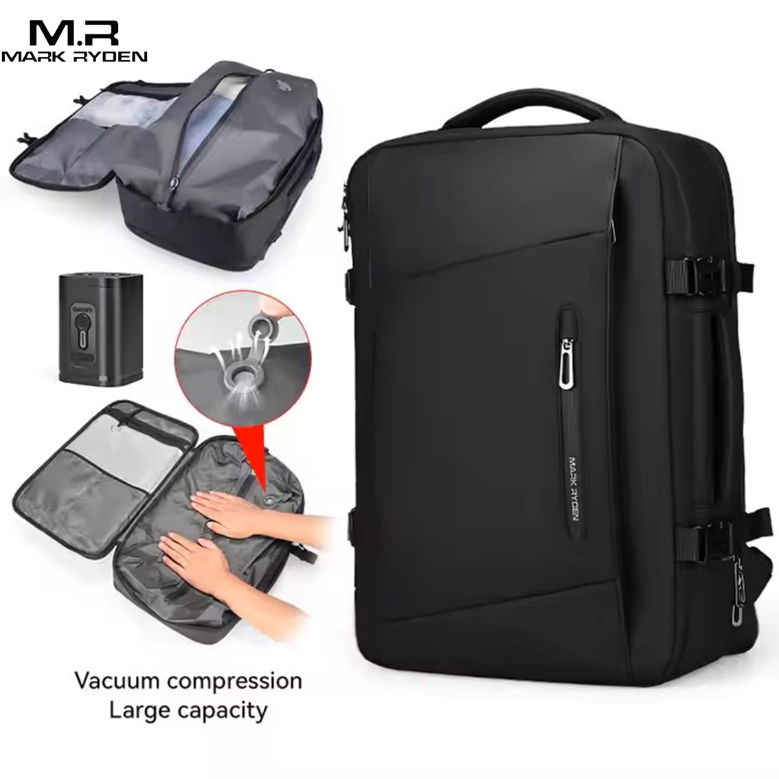Mark Ryden Tas Backpack Ransel Laptop Pria Travel vacuum waterproof MR9299YKKQM - BLACK