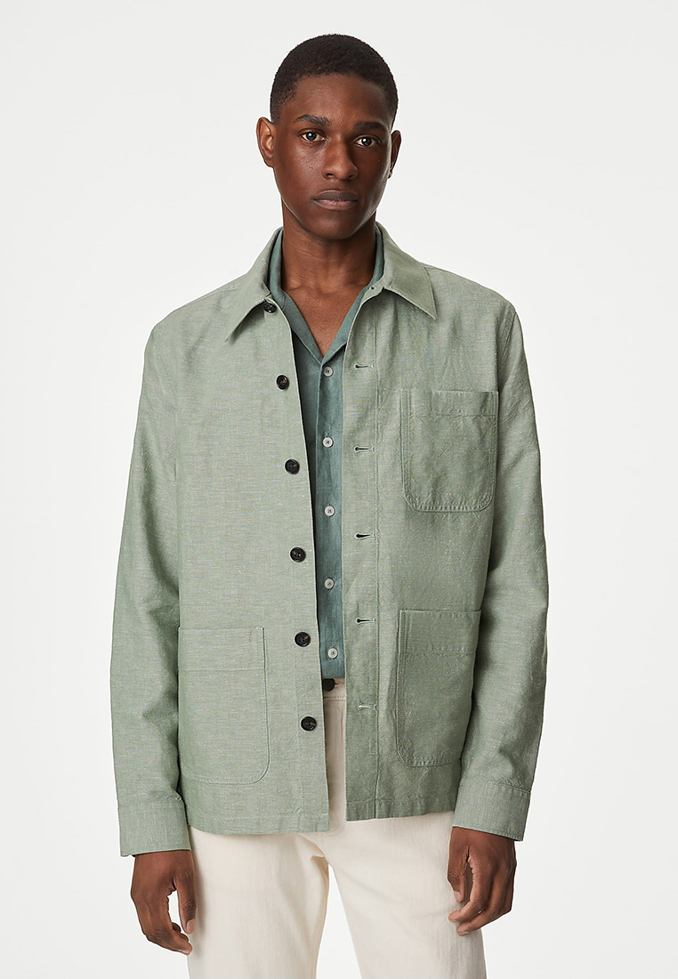 Marks & Spencer Easy Iron Linen Blend Overshirt