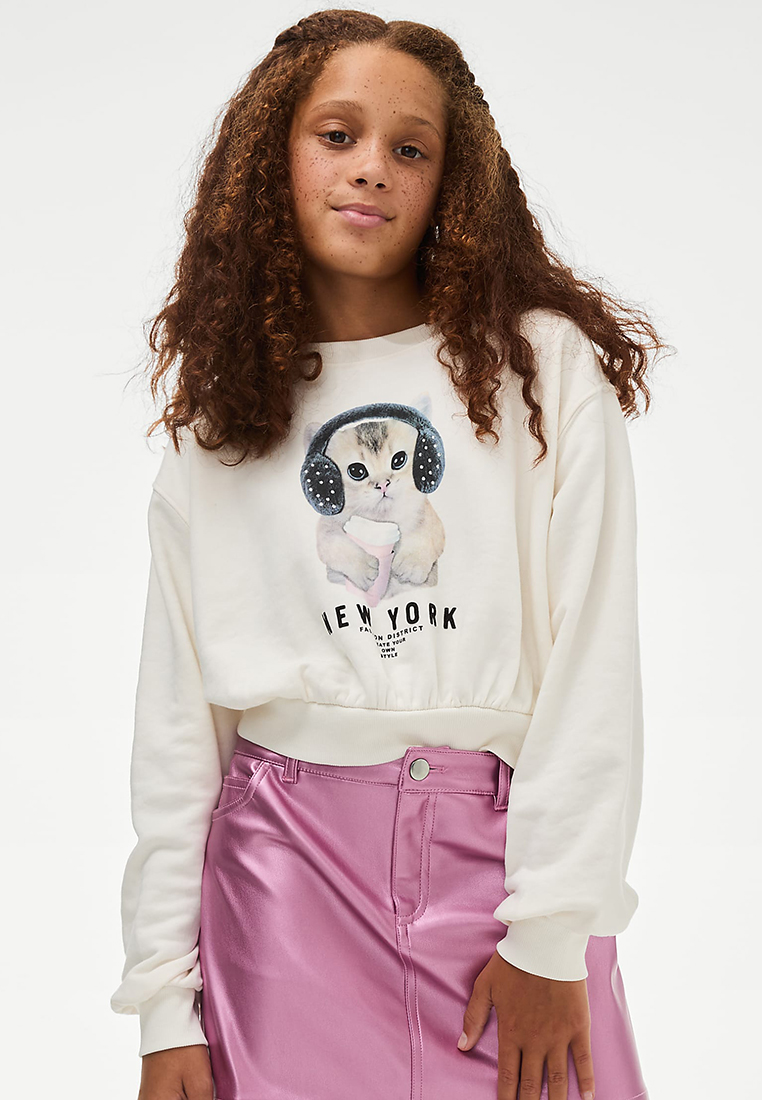 Marks & Spencer Cotton Rich New York Cat Sweatshirt