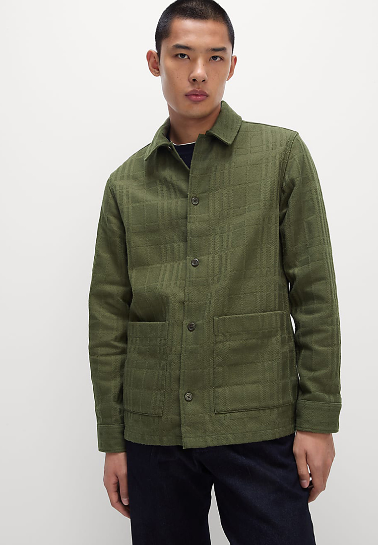 Marks & Spencer Cotton Blend Check Textured Overshirt