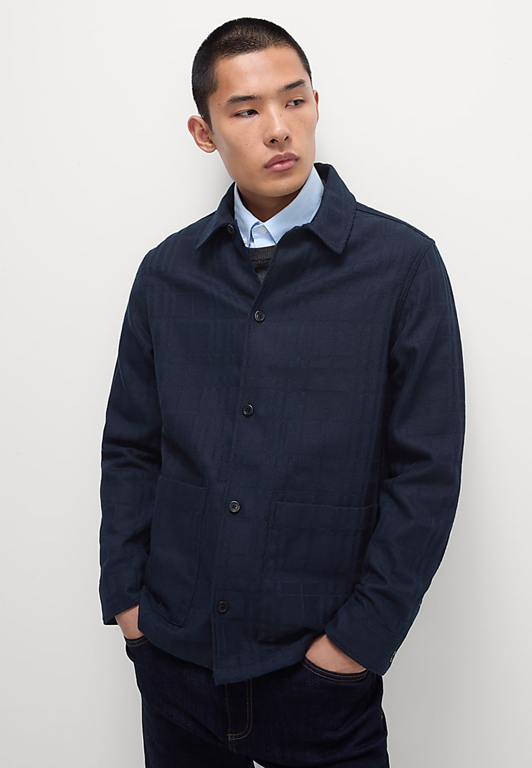 Marks & Spencer Cotton Blend Check Textured Overshirt