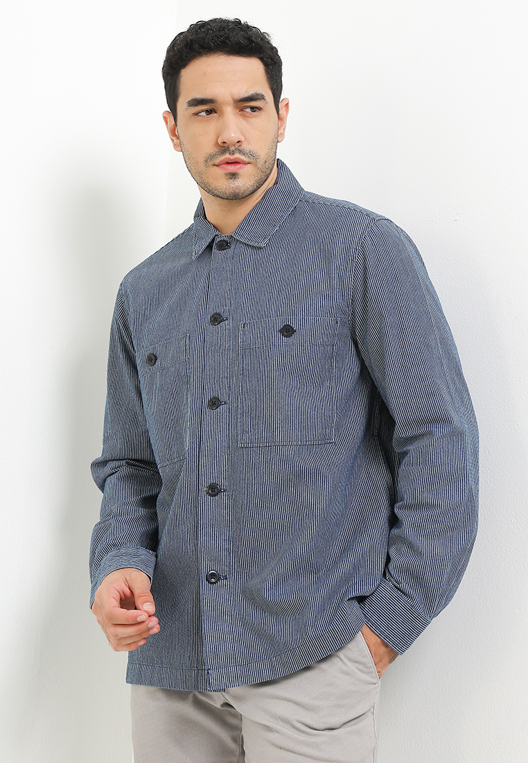 Marks & Spencer Pure Cotton Denim Striped Overshirt