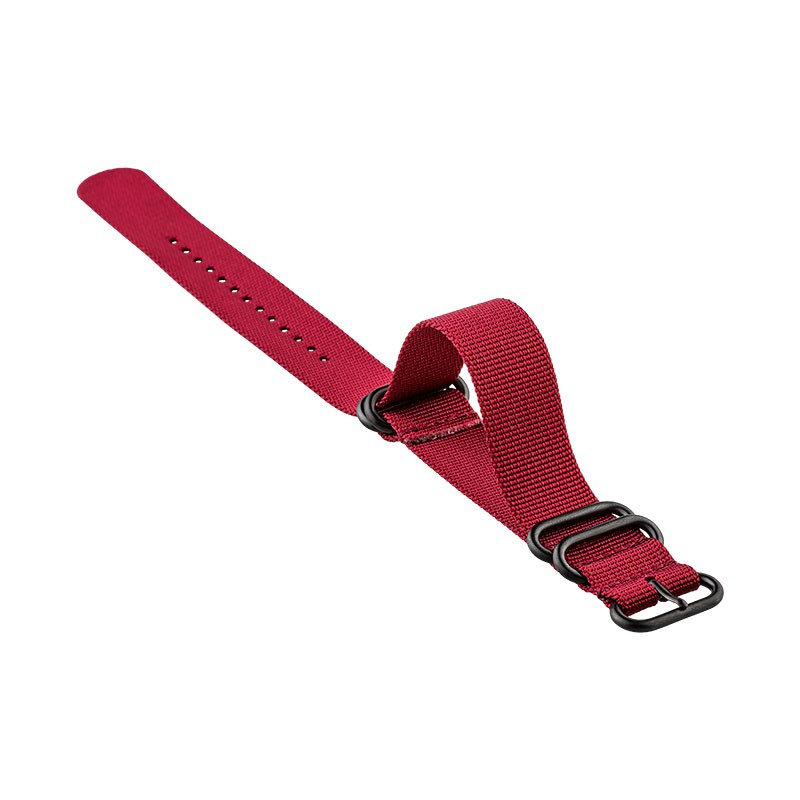 Martini Tali / Strap Jam Tangan Martini Zulu 5 Ring 20mm Burgundy Nylon Black Buckle ND-5D-5B-BM-20X