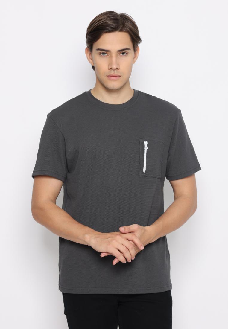 MATSUDA Kaos Polos 24S Texture Honeycomb T Shirt Saku Zipper Koka