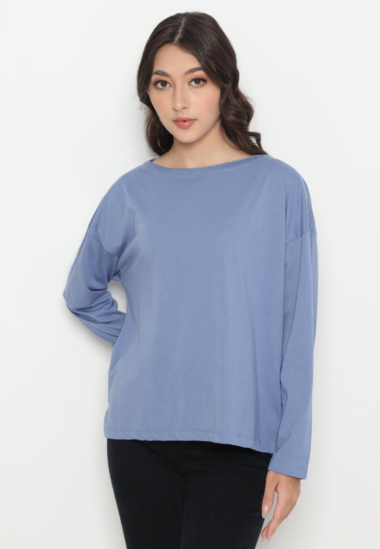 Matsuda Kaos Oversize Polos Wanita Lengan Panjang T Shirt Olive