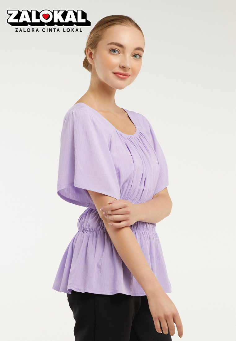 Mayonette Elois Top - Baju Atasan Wanita Terbaru Blouse Korean Style - Lilac