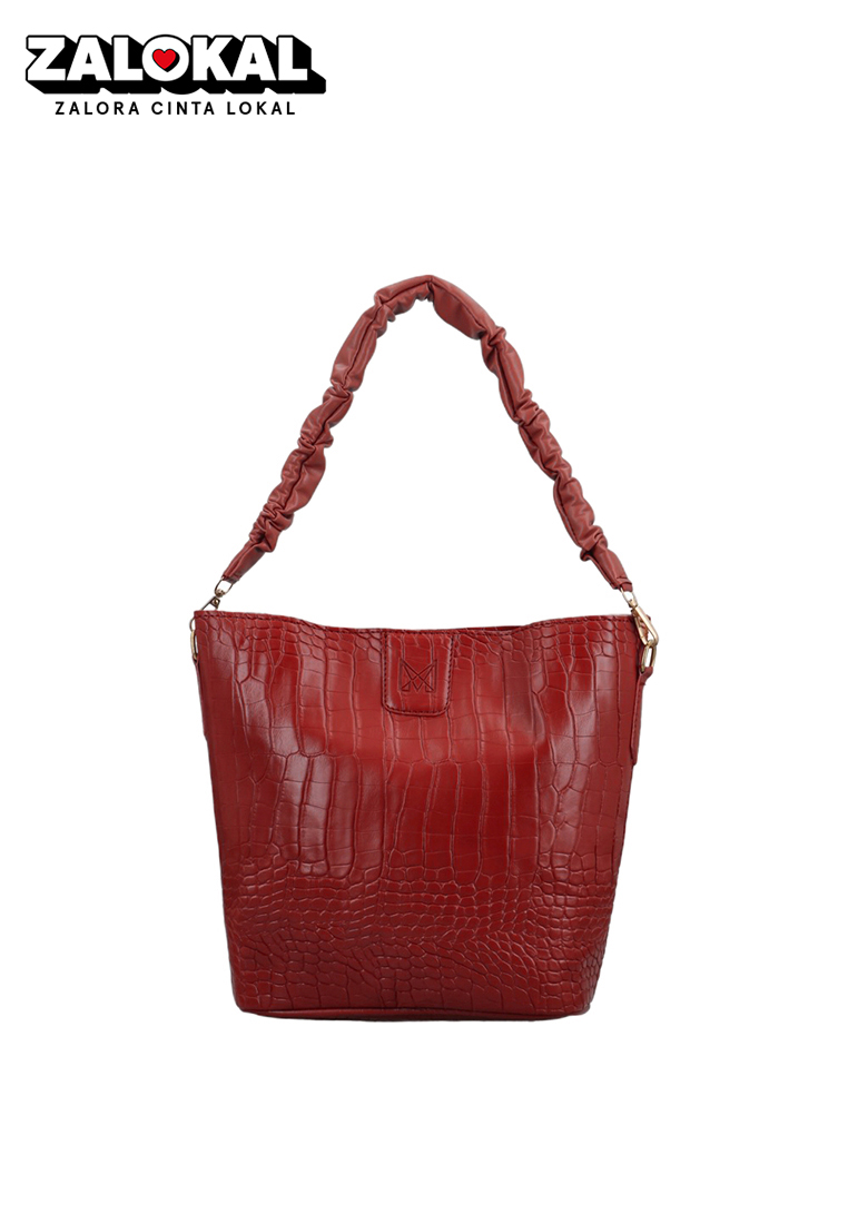 MAYONETTE Eunji Croco Shoulder Bag - Tas Selempang Wanita Terbaru 2021 - Maroon