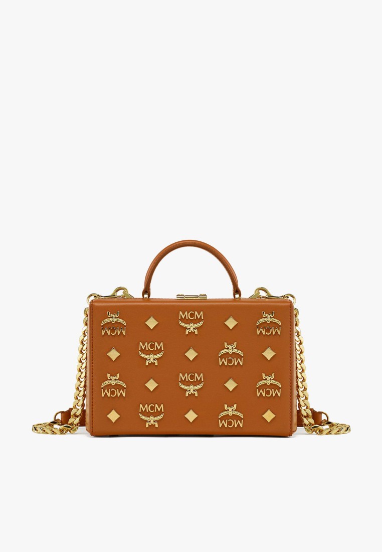 MCM Berlin Crossbody in Gold Monogram Leather