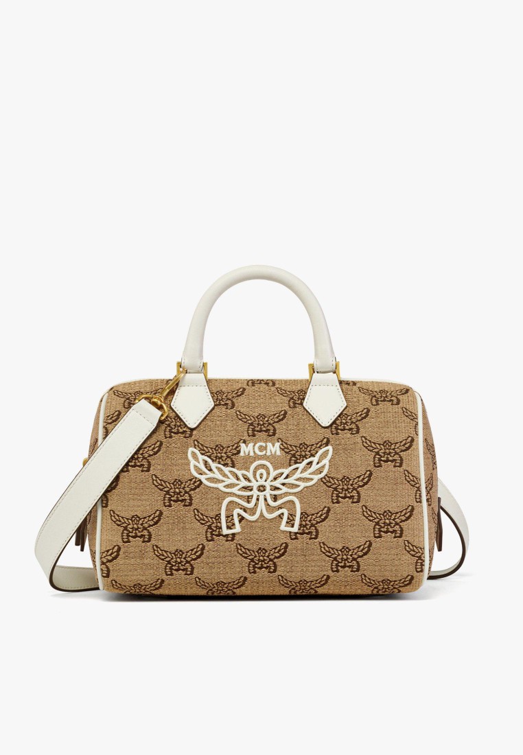 MCM Ella Boston Bag in Lauretos Raffia Jacquard