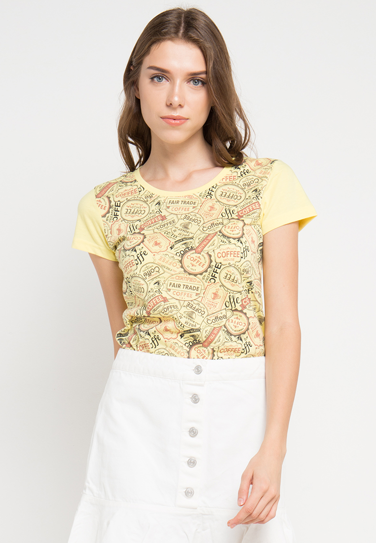 MEIJI-JOY Print Logo Coffe short sleeve Tshirt