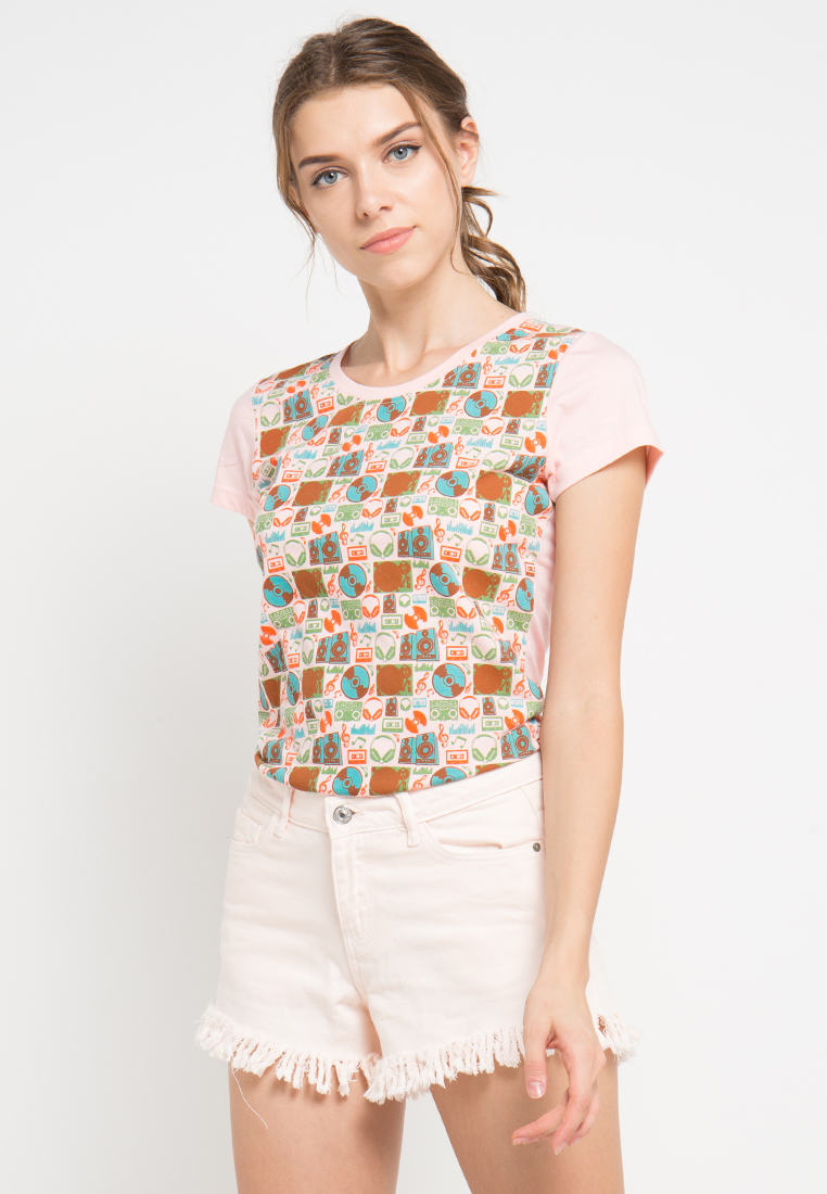 MEIJI-JOY Print Dj Headphone short sleeve Tshirt