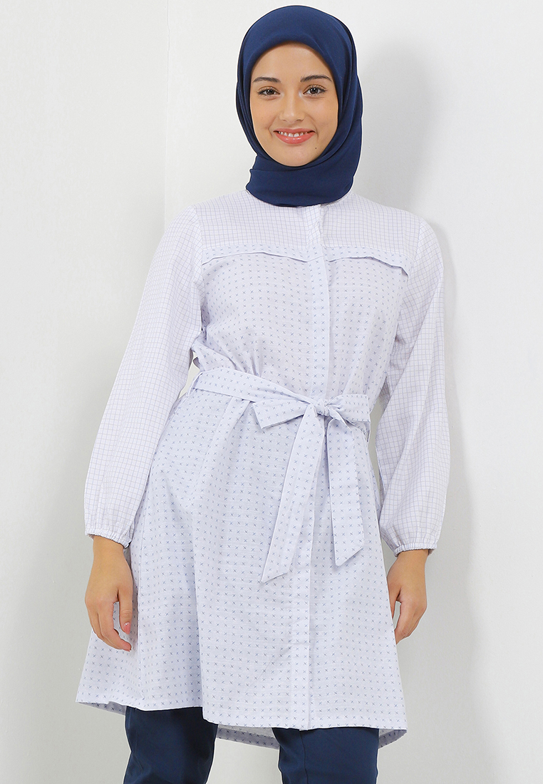 MFMW Malika Tunik Biru Motif