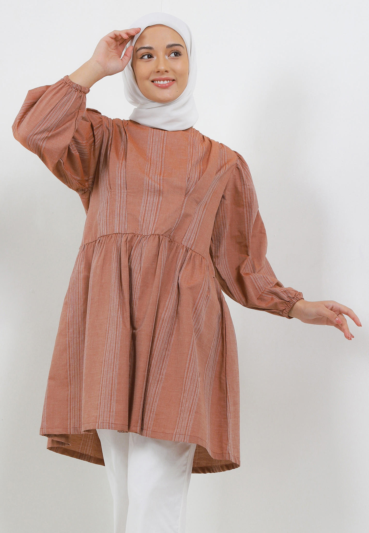 MFMW Berdine Tunik Brown Motif Salur
