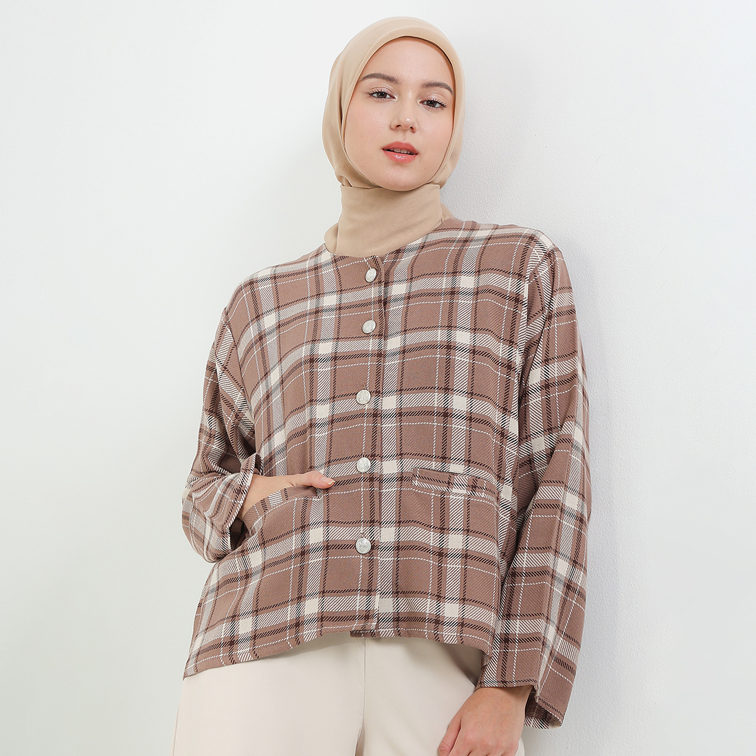 MFMW Remisha Outer Coklat Motif Kotak
