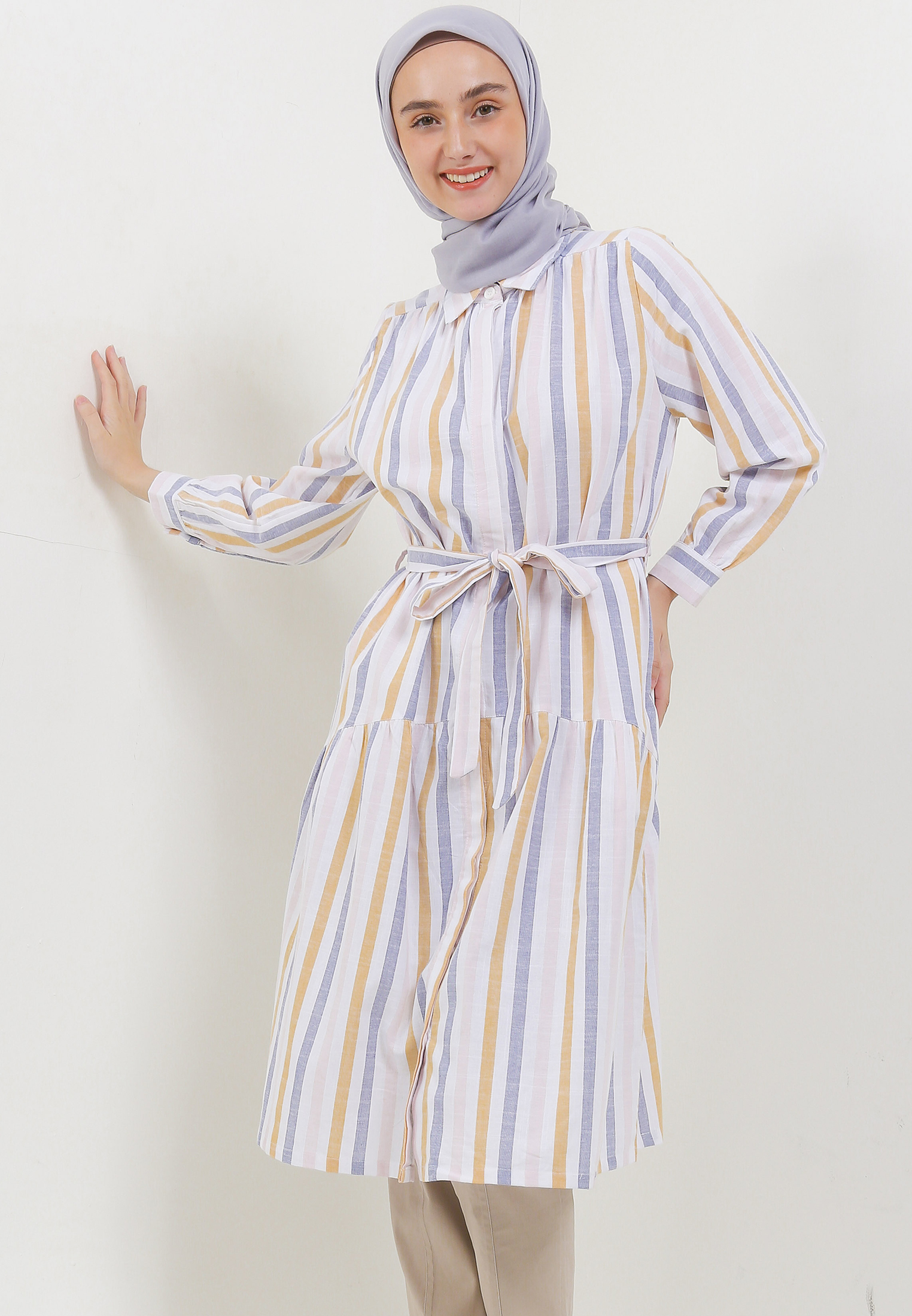 MFMW Monique Midi Dress Gamis Multicolor Motif Salur