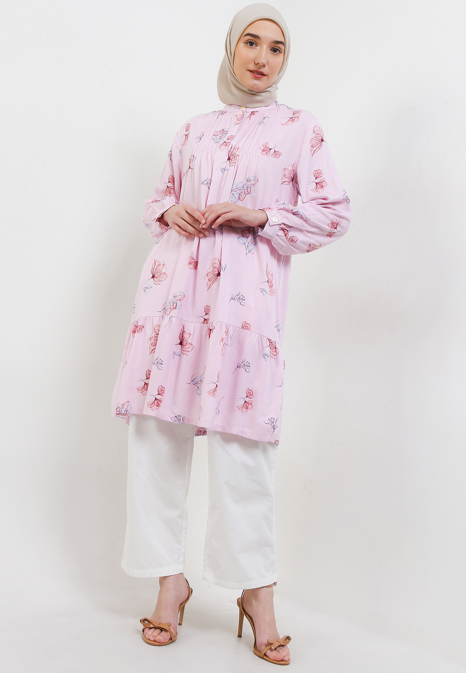 MFMW Kayako Tunik Pink Motif Bunga