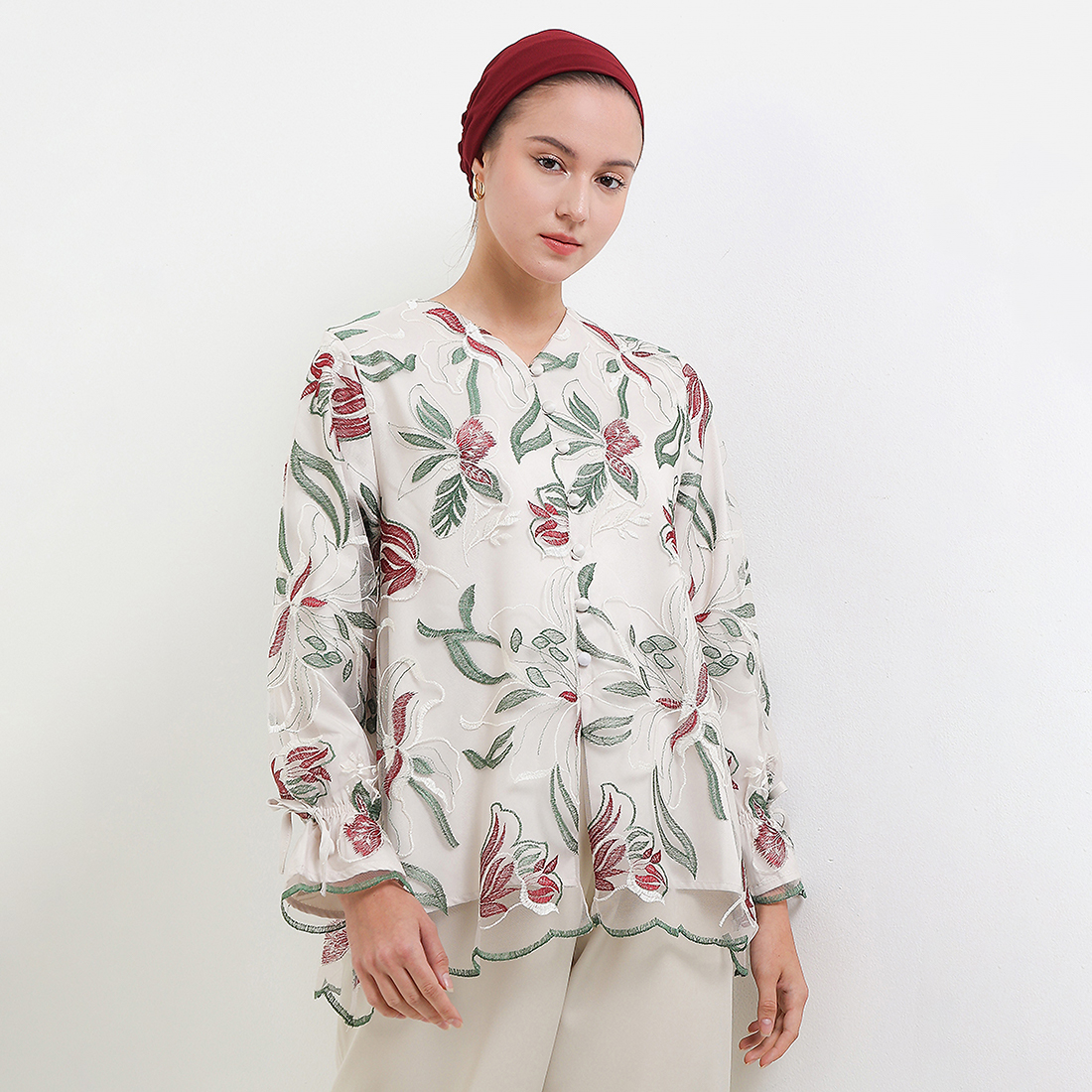 MFMW Aubrey Atasan Blouse Brukat Green