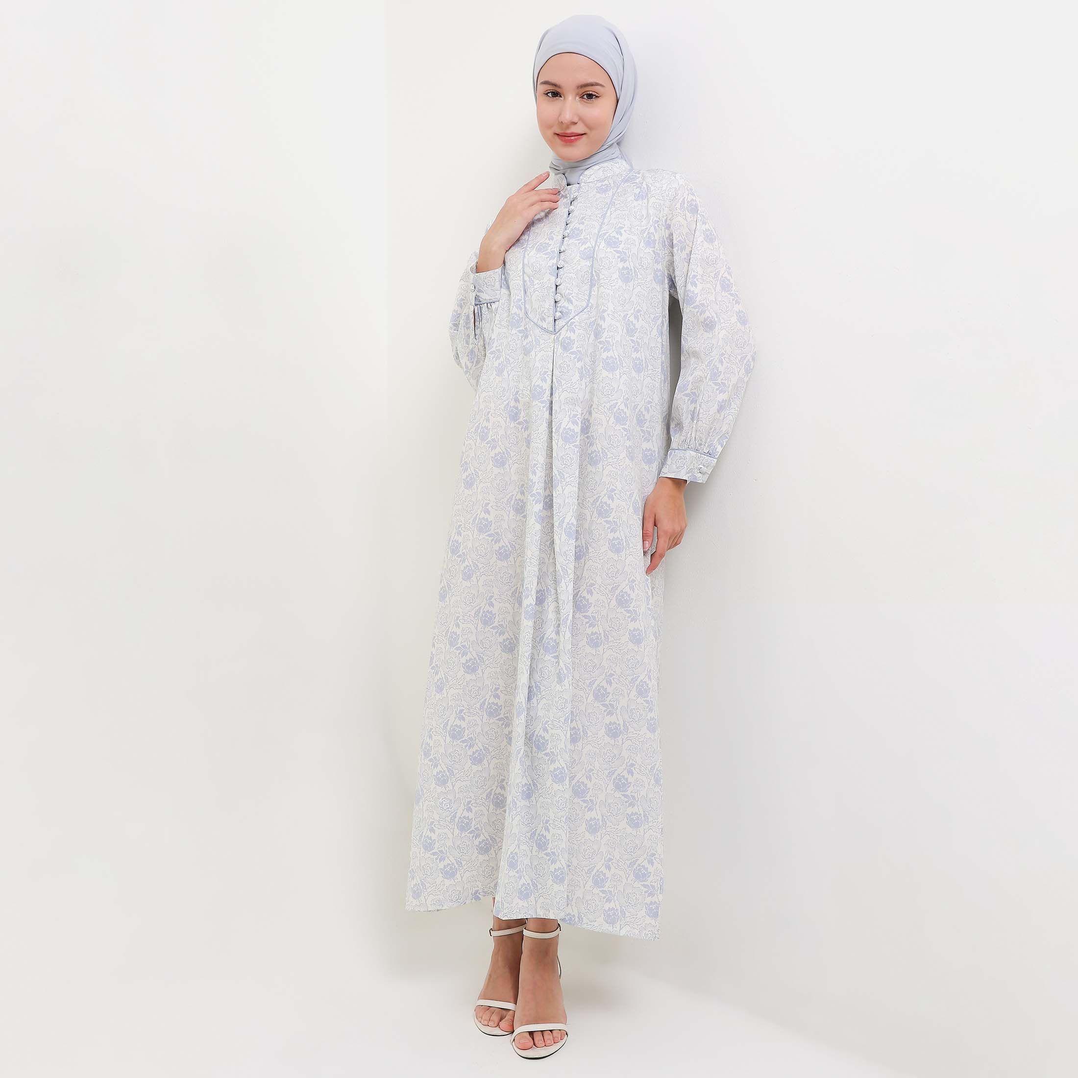 MFMW Akanni Dress Gamis Abu Motif Bunga