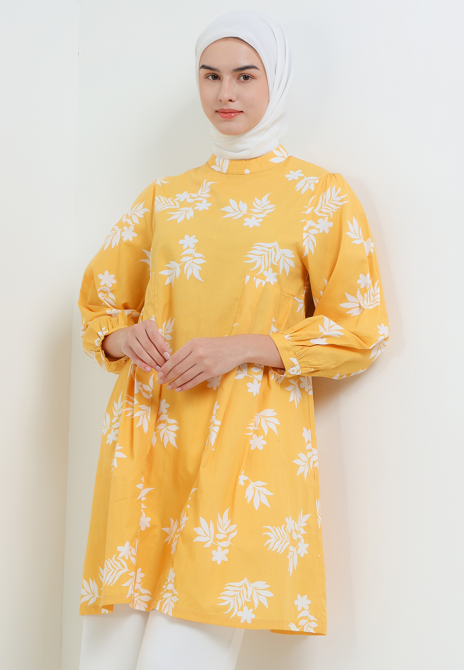 MFMW Mylla Tunik Kuning Motif Bunga