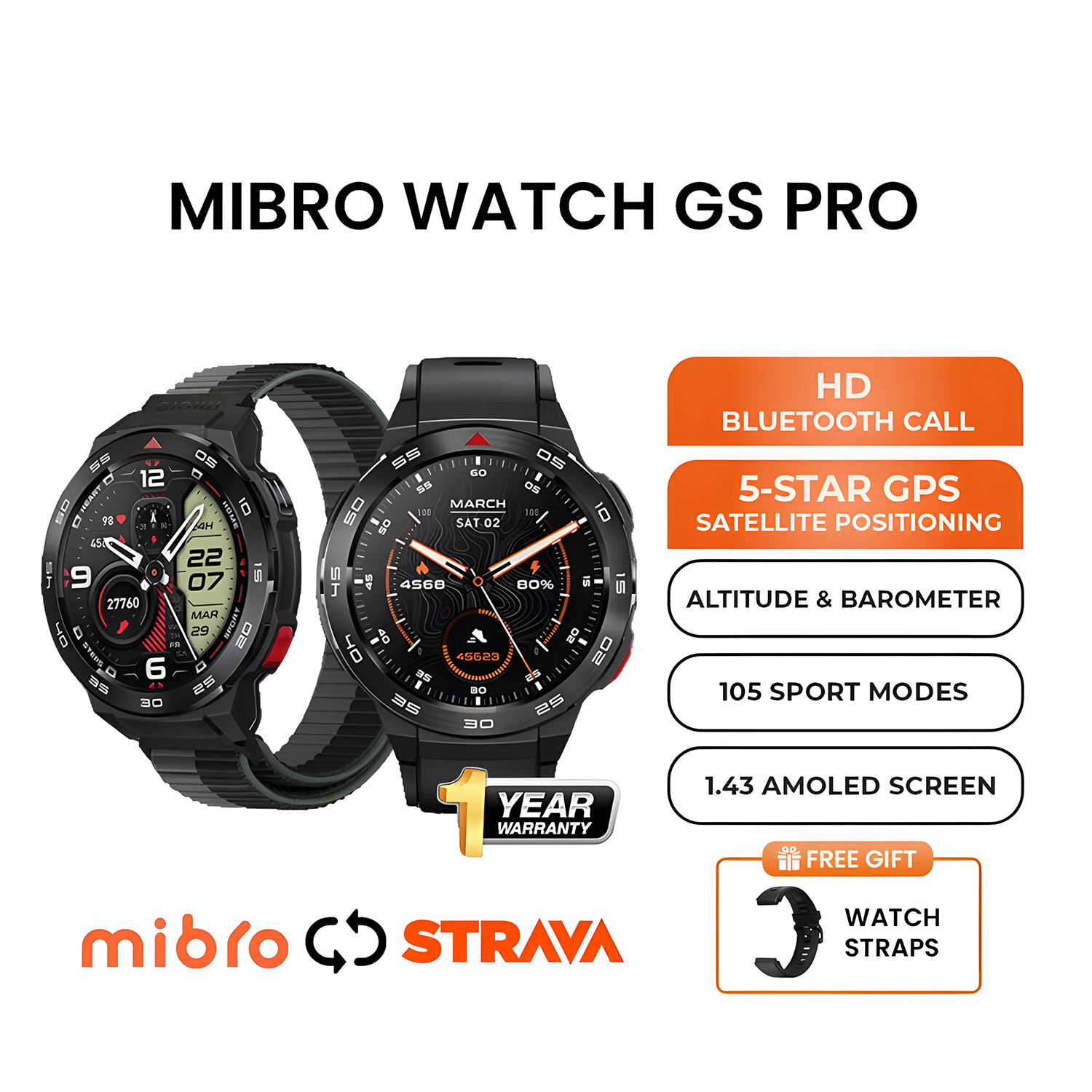 Mibro Watch Mibro GS Pro - Smart Watch GPS Outdoor Sport - HD Bluetooth Call - 1.43” Amoled screen -