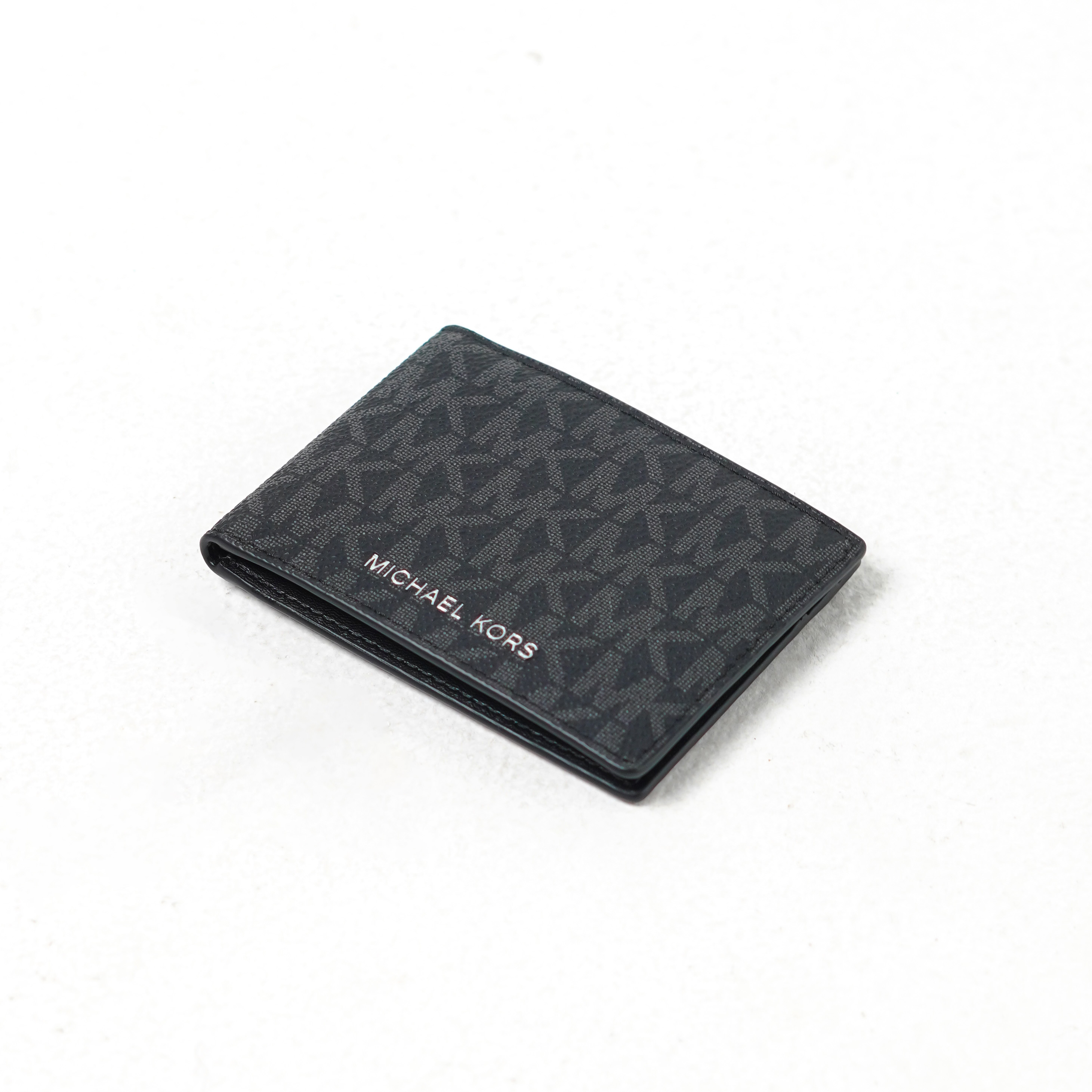 Michael Kors Dompet MICHAEL KORS MK MONOGRAM GREY BLACK BIFOLD CARD HOLDER 100% ORIGINAL