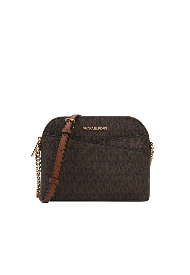 MICHAEL KORS Jet Set Travel Medium Logo Dome Crossbody Bag in Brown 35F1GTVC6B