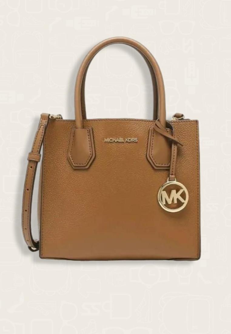 Michael Kors Mercer Medium Pebbled Leather Crossbody Bag Luggage