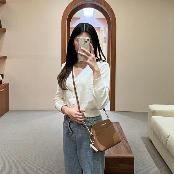 MICHAEL KORS Tas MICHAEL KORS JET SET DOME GHW BROWN CHAIN SHOULDER BAG 100% ORIGINAL