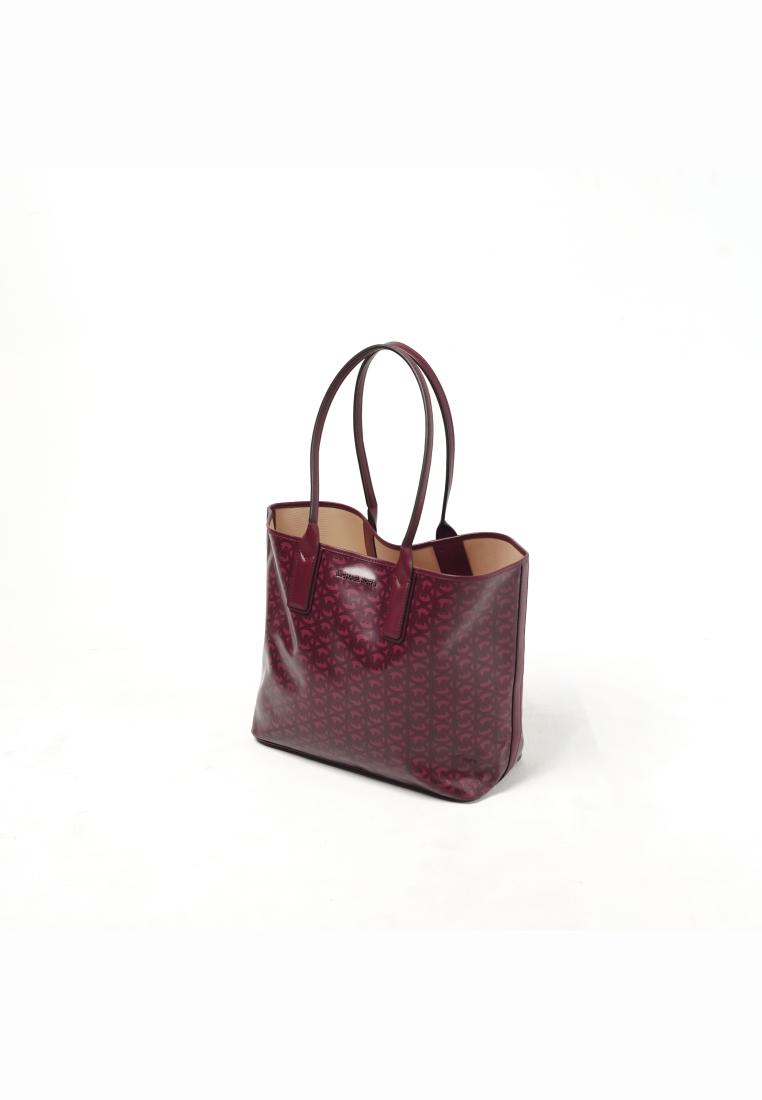 MICHAEL KORS Tas MICHAEL KORS JODIE MONOGRAM CIRCLE MK BURGUNDY TOTE BAG 100% ORIGINAL