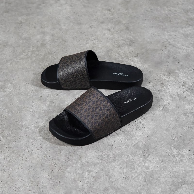 MICHAEL KORS Sandal MICHAEL KORS MONOGRAM BROWN SLIDE 100% ORIGINAL