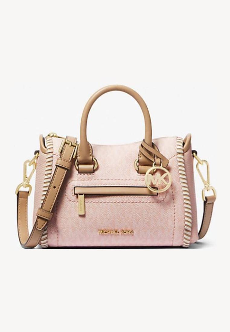 Michael Kors Carine Extra-Small Signature Logo Satchel Light Powder Blush Multi
