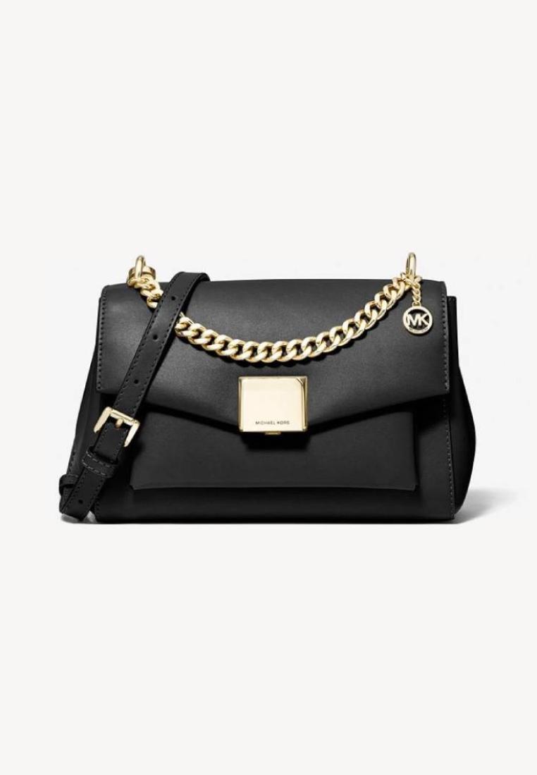Michael Kors Lita Medium Leather Crossbody Bag Black