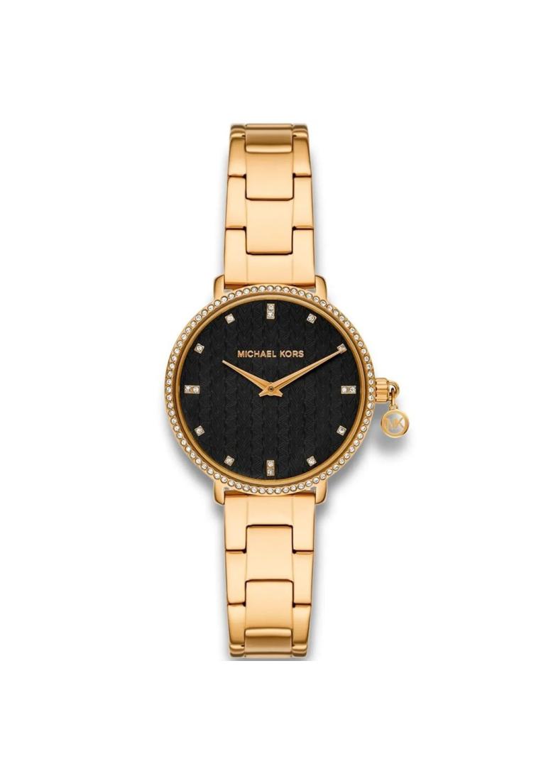 Michael Kors Pyper Gold-Tone Black Jam Tangan Wanita  MK7616