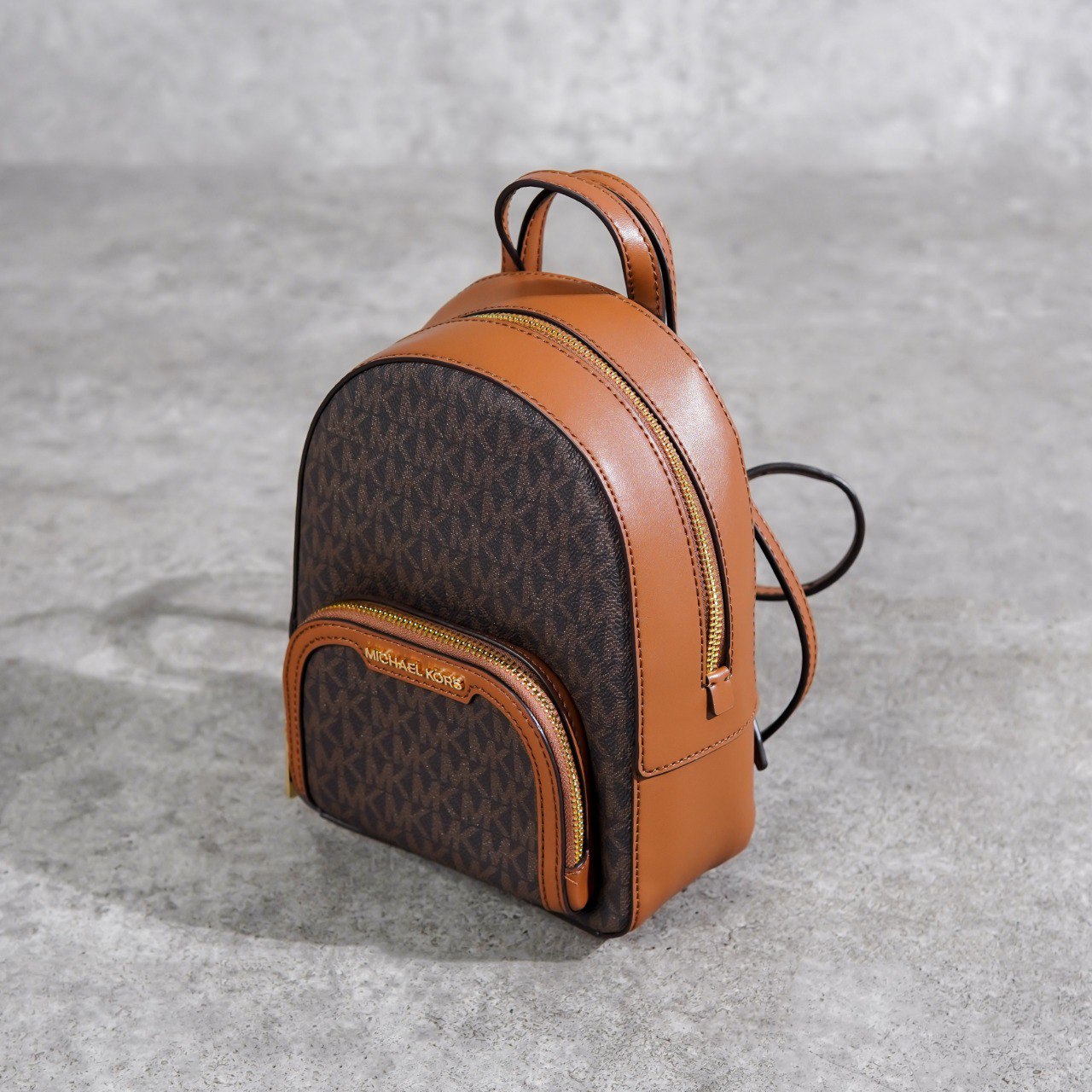 MICHAEL KORS Tas MICHAEL KORS MK MONOGRAM BROWN CAMEL MINI BACKPACK 100% ORIGINAL