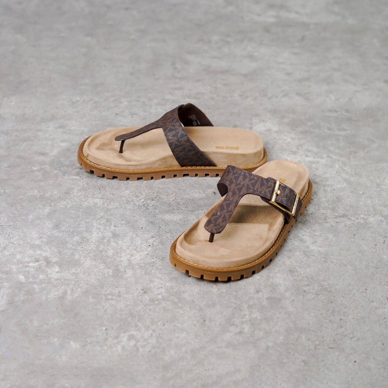 MICHAEL KORS Sandal MICHAEL KORS MK MONOGRAM BROWN BEIGE FLIP FLOP SANDAL 100% ORIGINAL