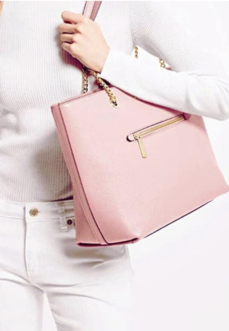 Michael Kors Jet Set Item Medium Front Zip Chain Tote Leather Powder Blush