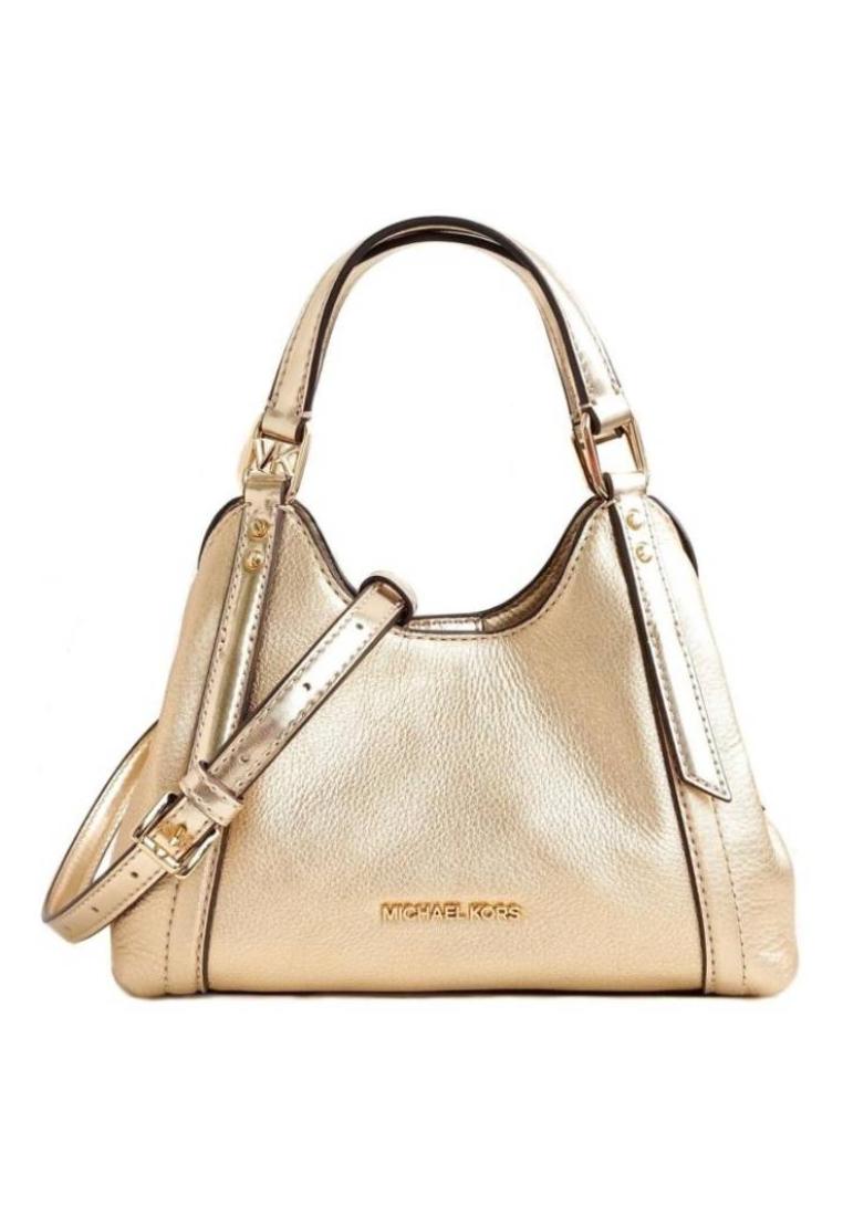 Michael Kors Arlo Small Pebbled Leather Crossbody Bag Pale Gold